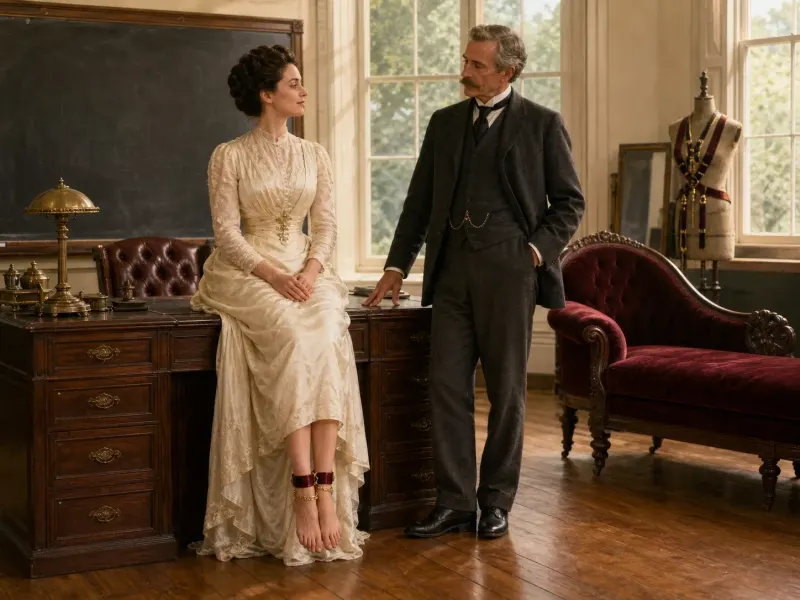 The Lower Pair with the Marquis attending in the Victorian schoolroom.