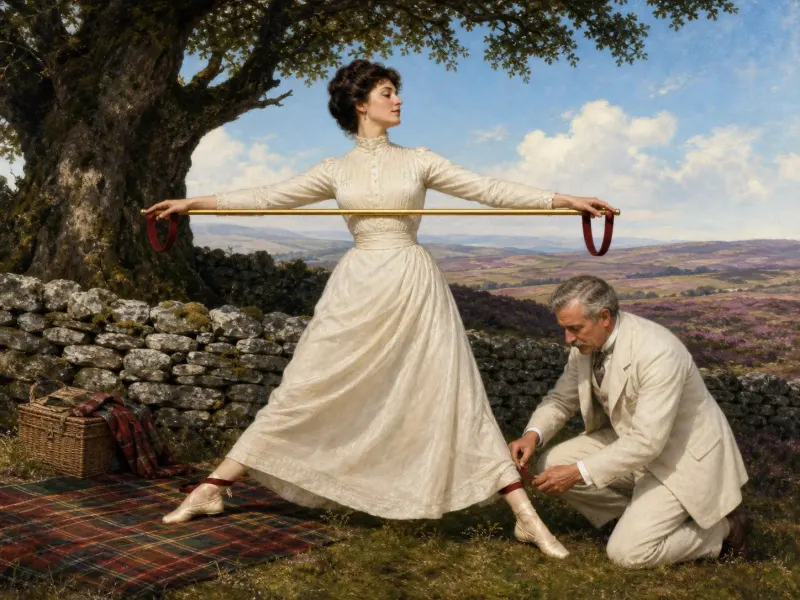 The standing spreader bar position with the Marquis attending on the Yorkshire moors.